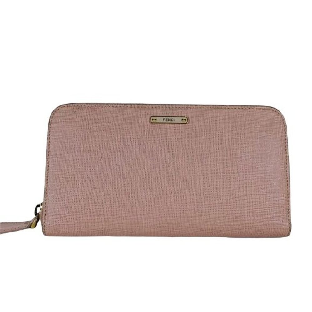 Authentic Fendi Wallet Long Hardware Blush Pink Leather Used Vintage